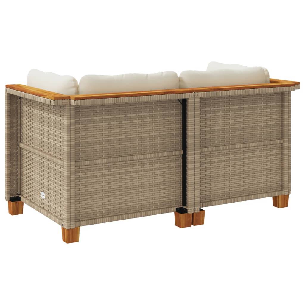 Canapés d'angle de jardin et coussins 2 pcs | Canapé D'extérieur | Sofa De Jardin beige résine tressée Maison Chic - Image 6