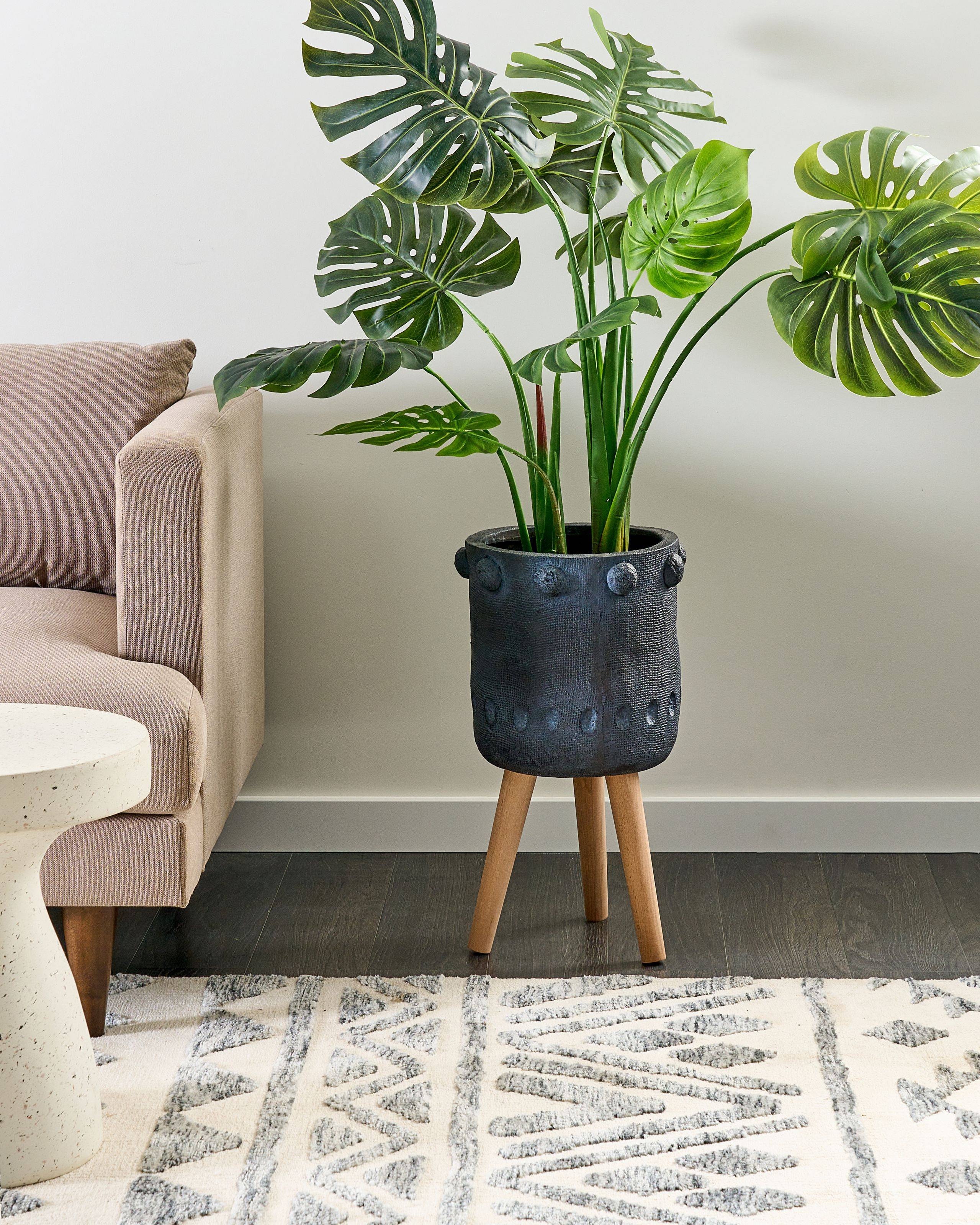 Beliani - Cache-pot d'extérieur Fibre d'argile Gris graphite BRUNNERA - 24x24x55- Beliani - Image 1