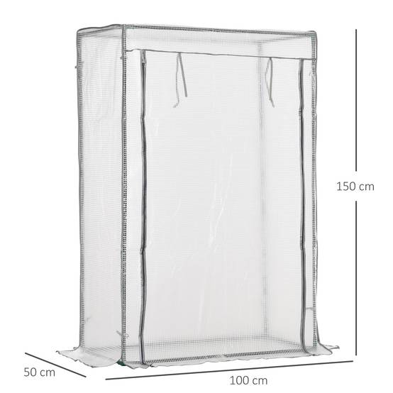 ComfortXL - Mini serre tunnel PE terrasses croissance végétaux aération 100x50x150cm Blanc - ComfortXL Outdoor Living - Image 5