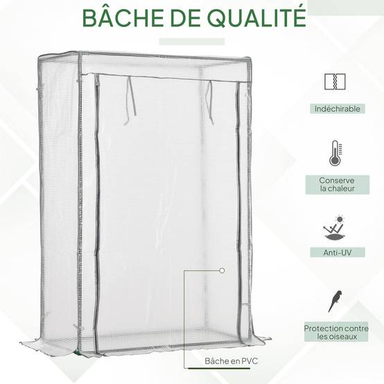 ComfortXL - Mini serre tunnel PE terrasses croissance végétaux aération 100x50x150cm Blanc - ComfortXL Outdoor Living - Image 7