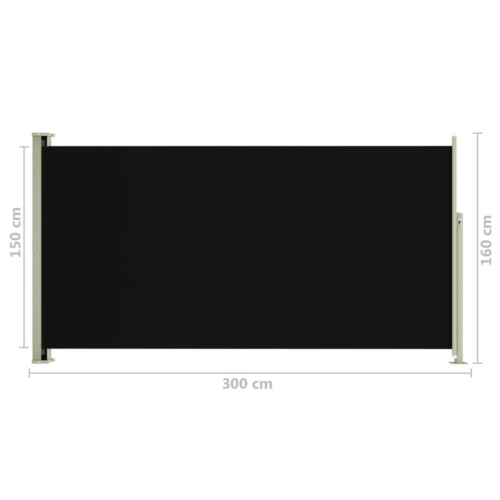 Helloshop26 - Auvent paravent store brise-vue latéral rétractable de patio jardin terrasse balcon protection visuelle écran 160 x 300 cm noir - Imagen 6