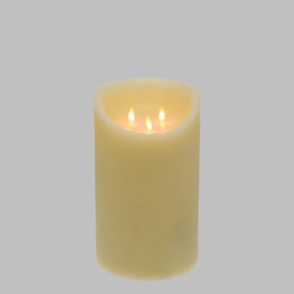 Lotti - Bougie LED triple flammes vacillantes en cire véritable Ivoire à piles vacillantes H25cm Blanc chaud Timer Lotti - Imagen 4