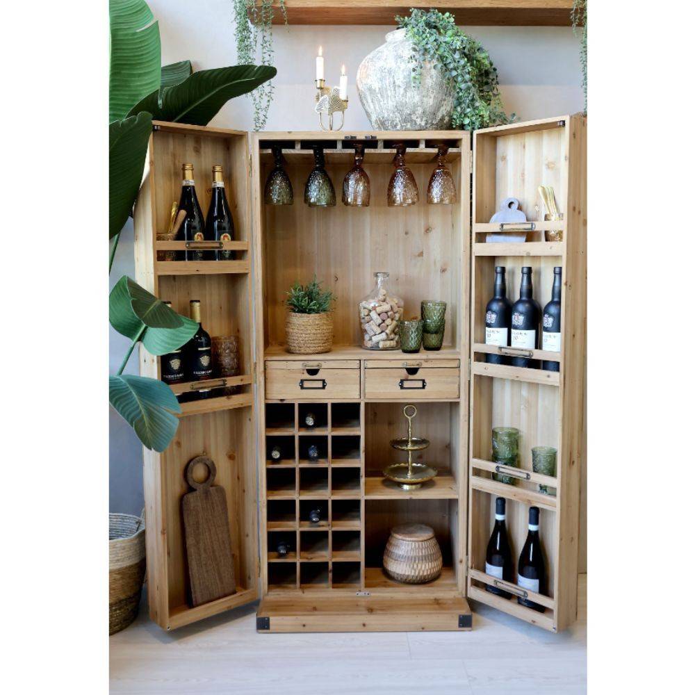 Chemin De Campagne - Armoire de bar desserte en bois de sapin recyclé 64.5 x 45 x 146.5 cm Chemin de campagne - Imagen 3
