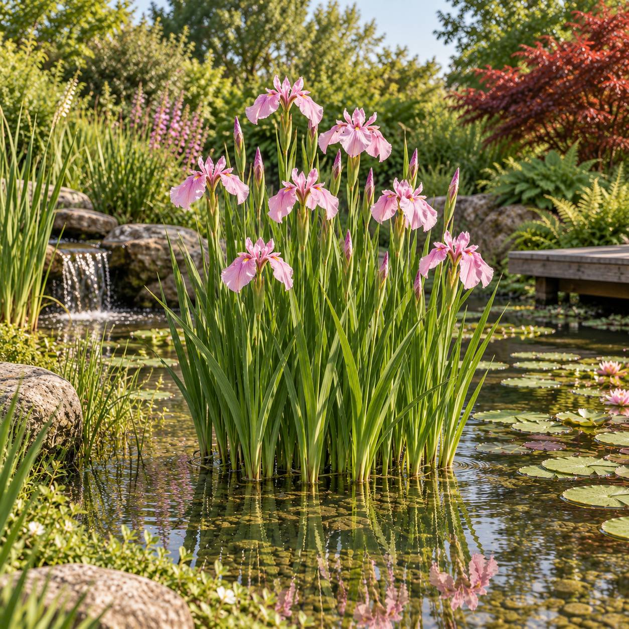 Iris rose - Iris laevigata - Lot de 4 avec panier - Image 2