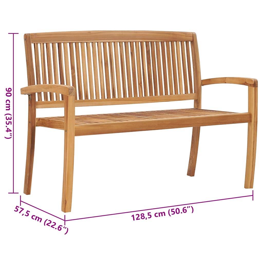 PANGIVO - Banc de jardin bois de teck naturel et gris 128.5 x 57.5 x 90 cm - PANGIVO - Image 8