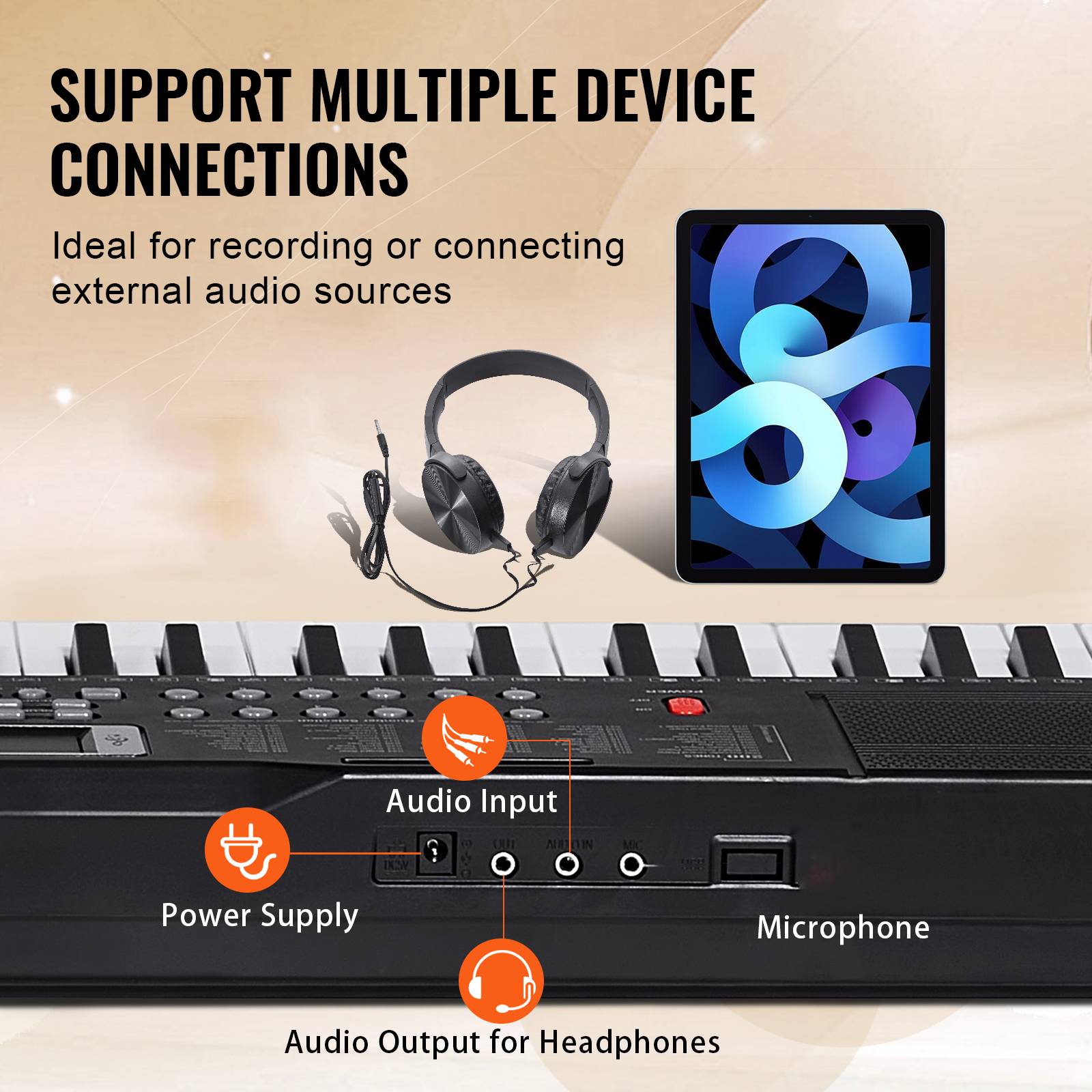 Piano Numérique 61 Touches Avec Microphone – Synthétiseur Débutant, Haut-parleurs, USB-C – Idéal Pour Apprendre