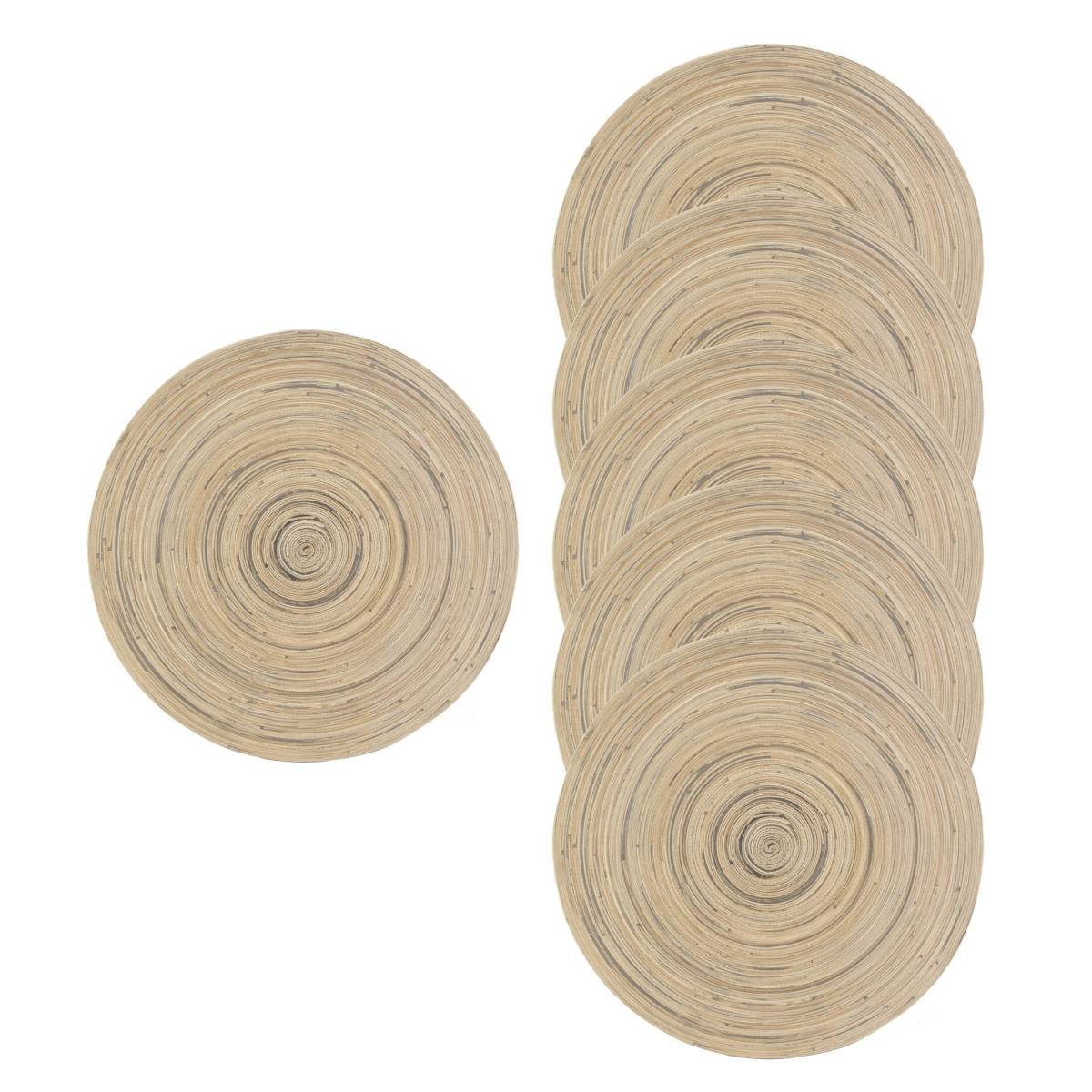 Aubry Gaspard - Sets de table en bambou naturel et noir (lot de 6) - Imagen 1