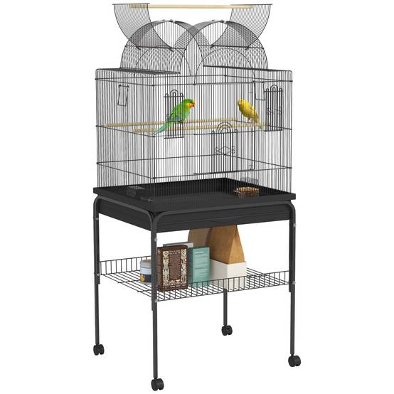 Cage à oiseaux métal noir 63 x 53 x 144 cm - PANGIVO - Image 1