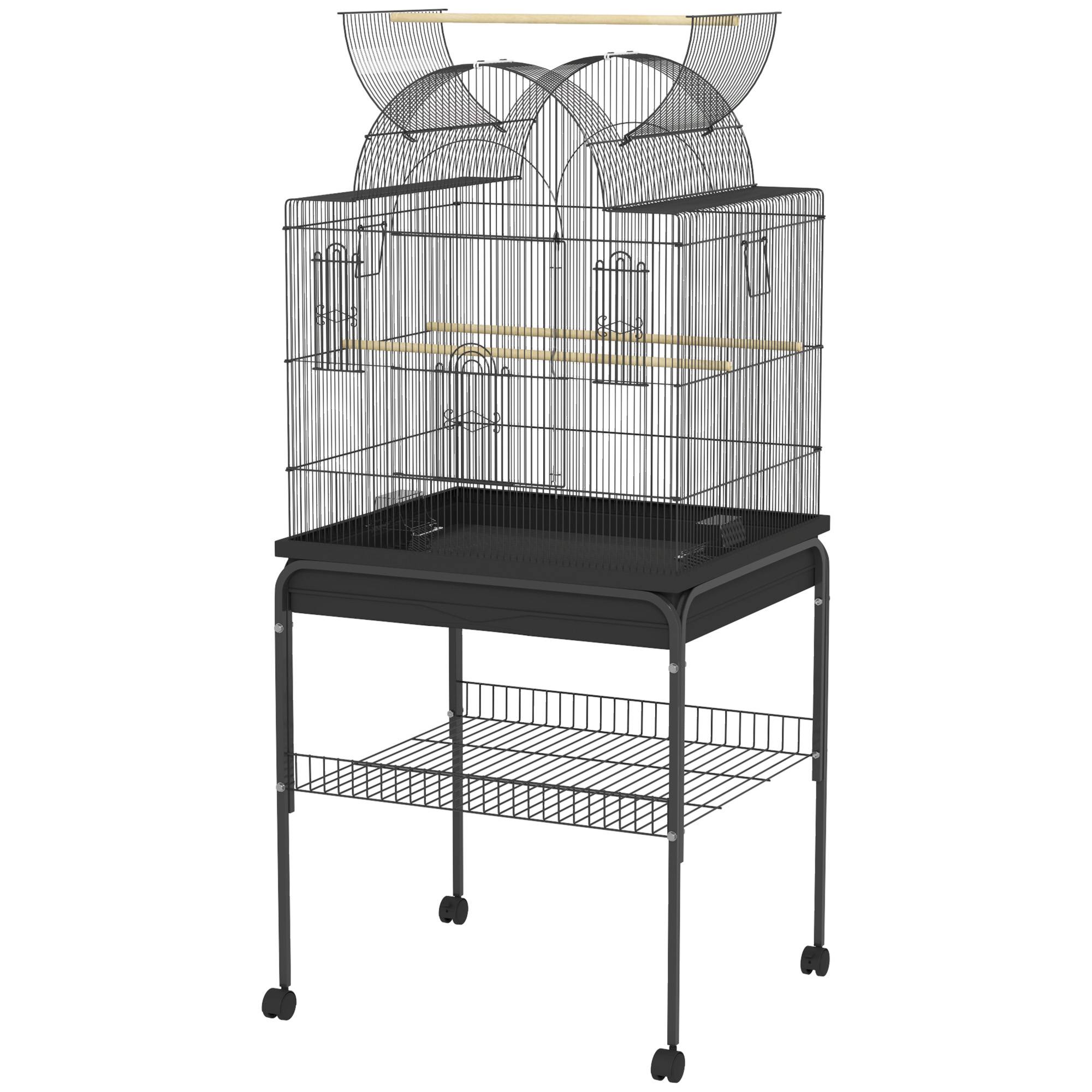 Cage à oiseaux métal noir 63 x 53 x 144 cm - PANGIVO - Image 2