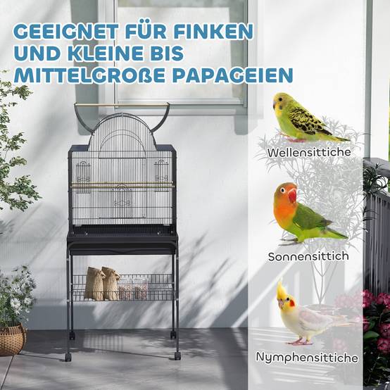 Cage à oiseaux métal noir 63 x 53 x 144 cm - PANGIVO - Image 10