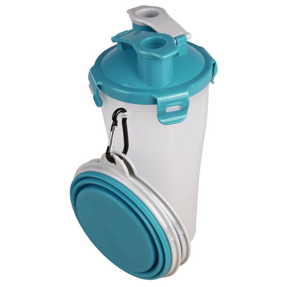 Gourde de voyage 2 en 1 TRINKA pour l'eau et la nourriture 2 x 400 ml. pour chien. - Imagen 7