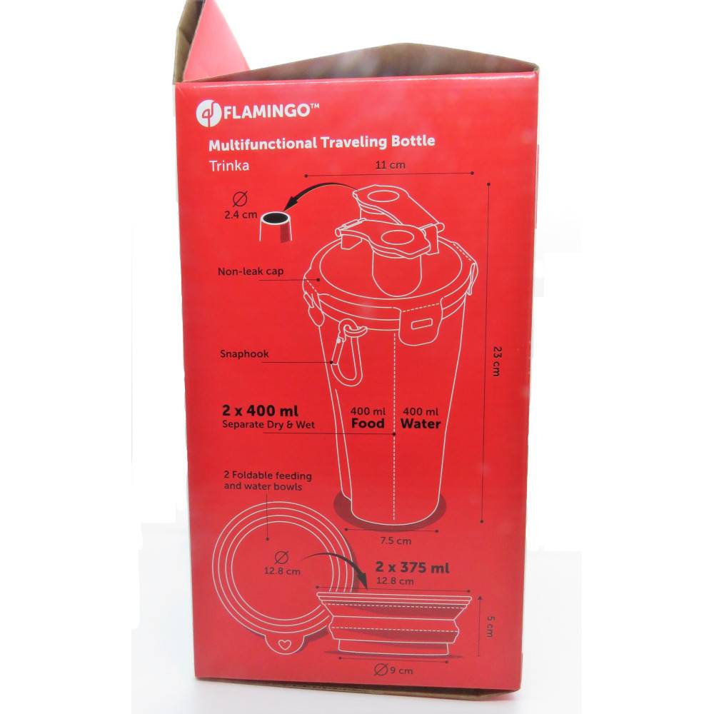 Gourde de voyage 2 en 1 TRINKA pour l'eau et la nourriture 2 x 400 ml. pour chien. - Imagen 10