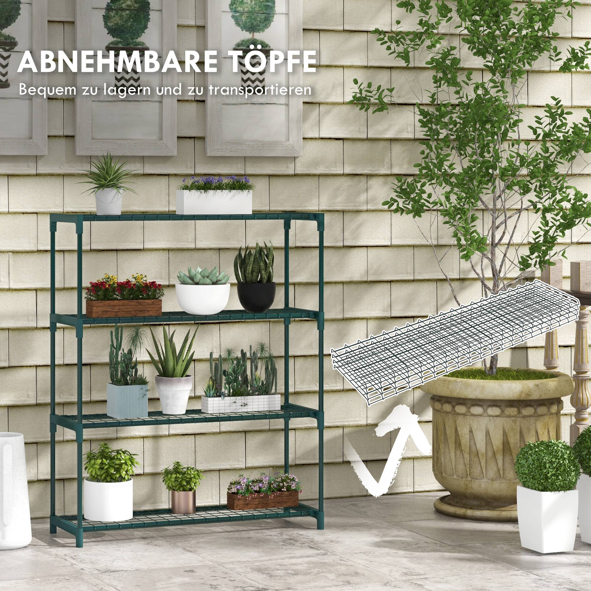 Étagère plantes, escalier fleurs, 4 étagères, 89x28x107 cm, vert foncé - Image 9