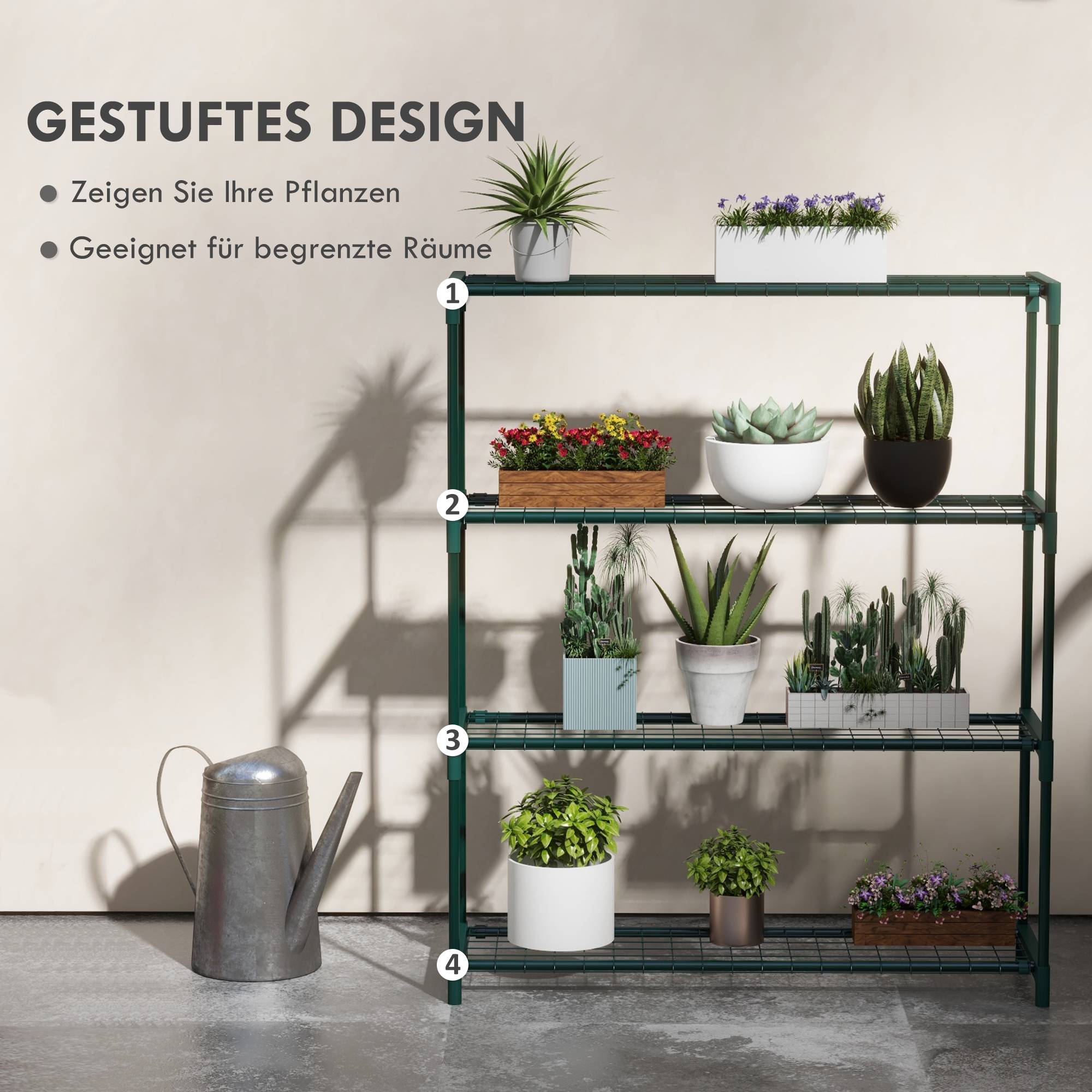 Étagère plantes, escalier fleurs, 4 étagères, 89x28x107 cm, vert foncé - Image 6