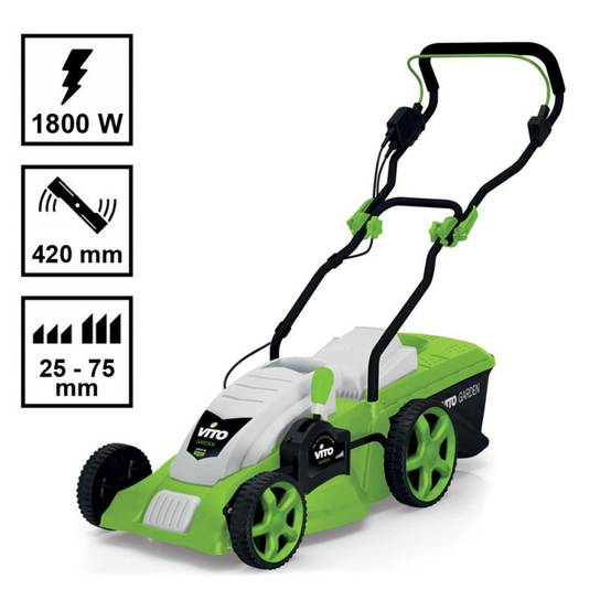 Tondeuse electrique 1800W Moteur induction Coupe 42 cm - 3 hauteurs de coupe - bac 50L VITO - Imagen 6