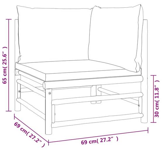 Salon de Jardin pour Balcon 6 Pièces en Bambou Naturel avec Coussins Couleur Taupe – ComfortXL Outdoor Living - Image 8