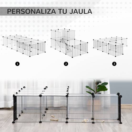 Parc pour animaux 27 panneaux, forme personnalisable pour cobayes, lapins et chinchillas, 140x70x70 cm, transparent - Image 6