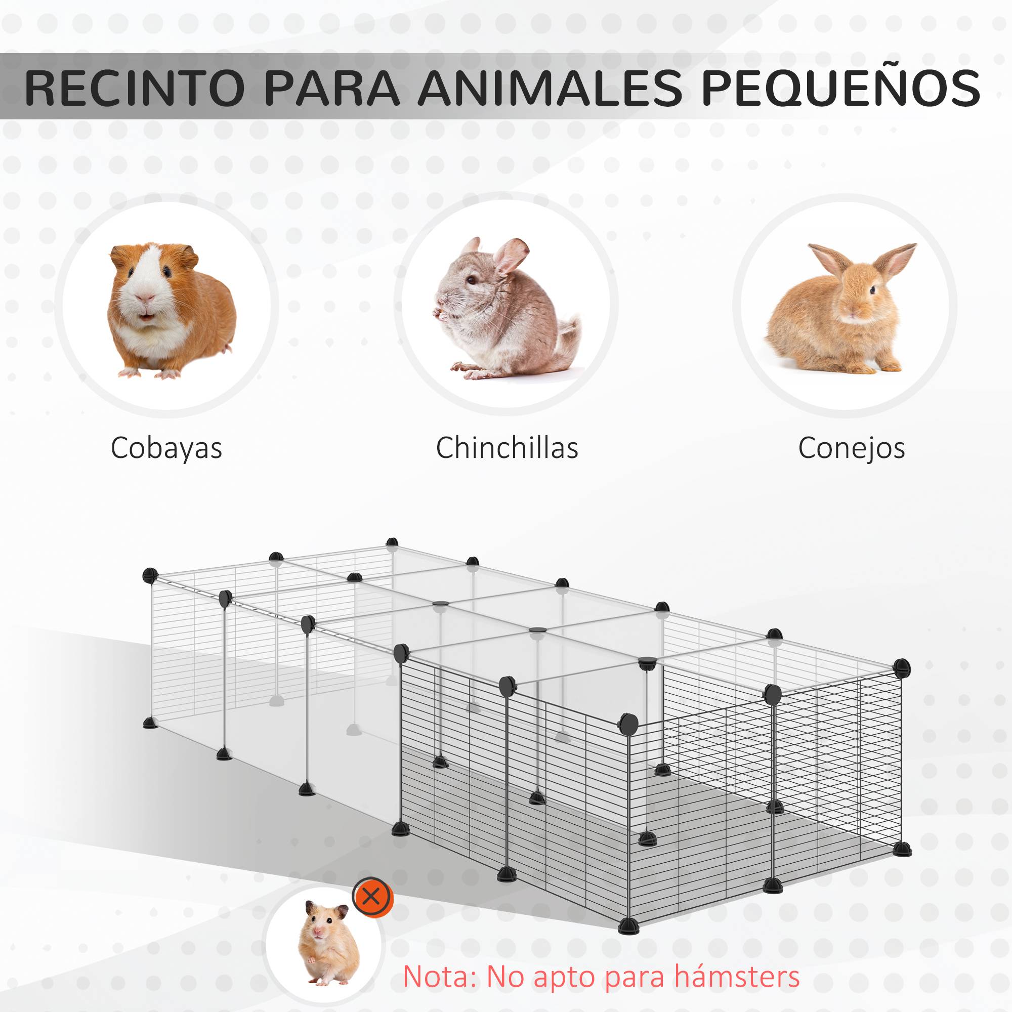 Parc pour animaux 27 panneaux, forme personnalisable pour cobayes, lapins et chinchillas, 140x70x70 cm, transparent - Image 7