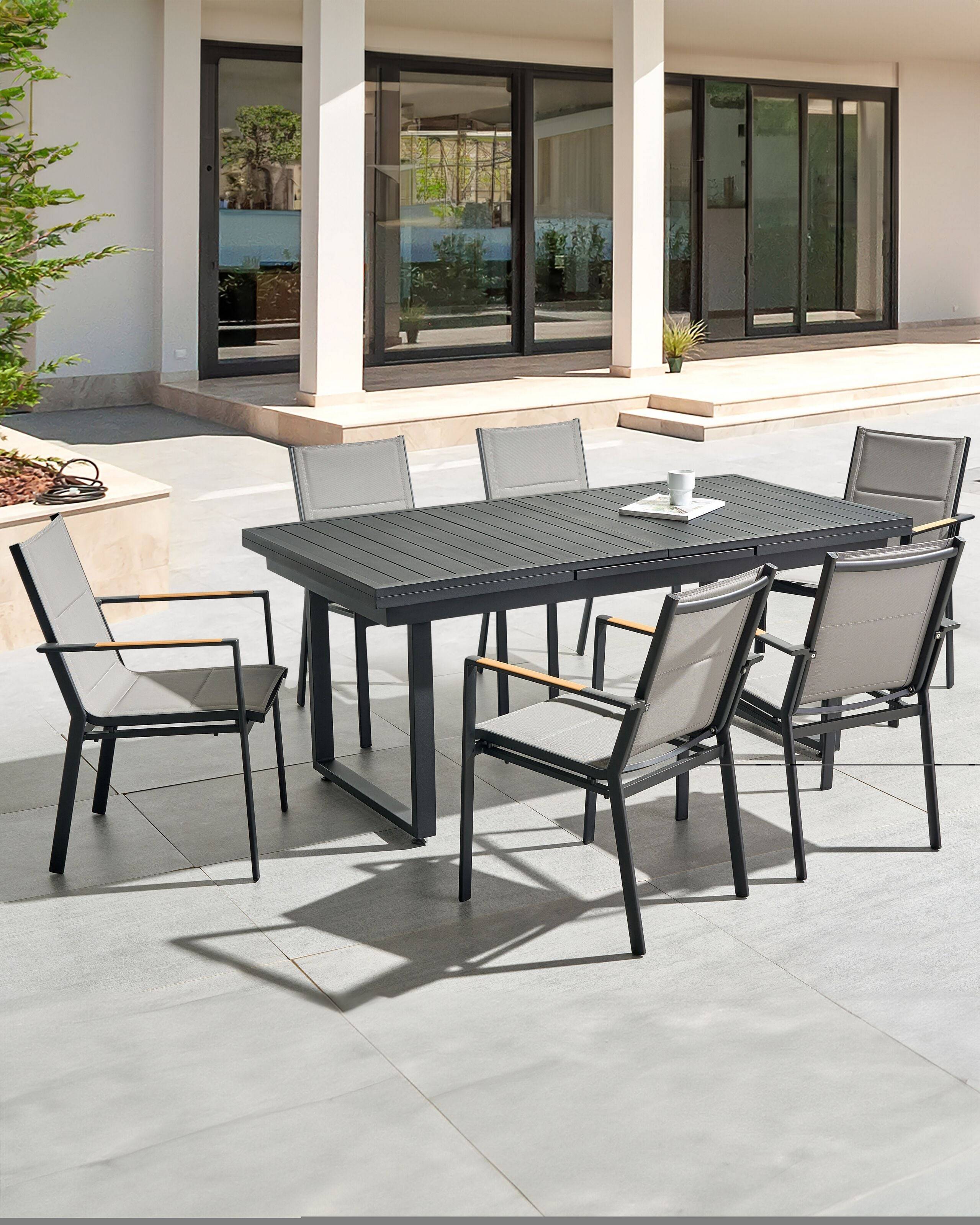 Beliani - Chaise de jardin Aluminium Noir BUSSETO - Beliani - Imagen 1
