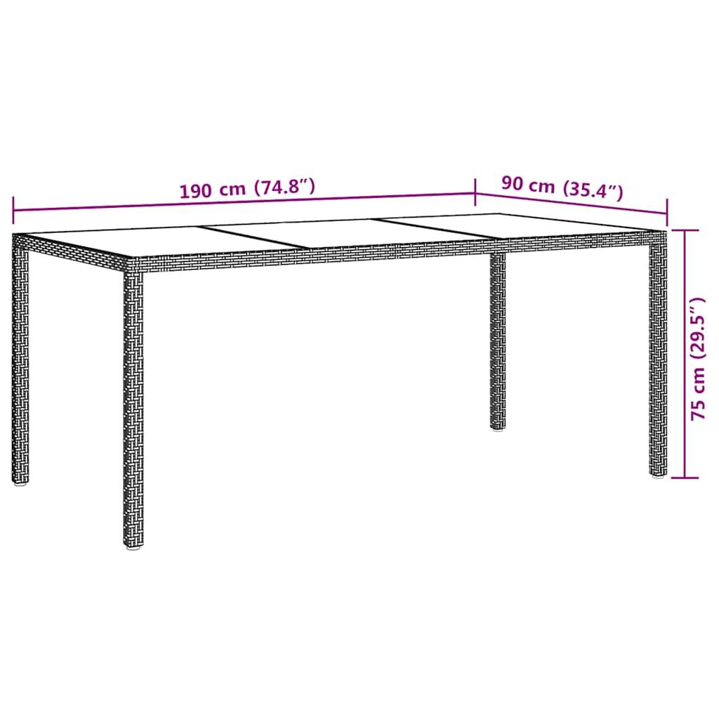 PANGIVO - Table de jardin marron verre trempé et résine tressée 190 x 90 x 75 cm - PANGIVO - Image 7