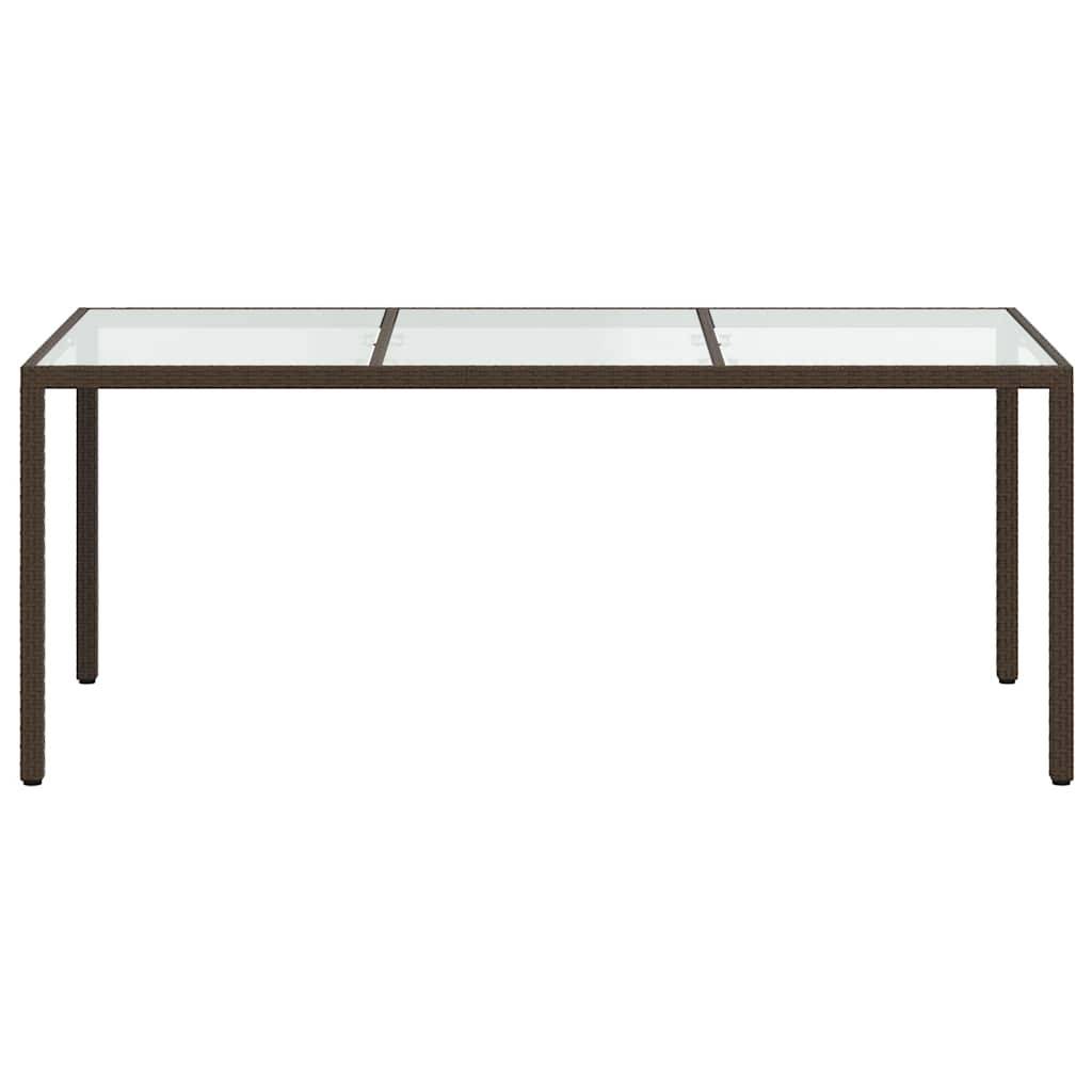 PANGIVO - Table de jardin marron verre trempé et résine tressée 190 x 90 x 75 cm - PANGIVO - Image 3