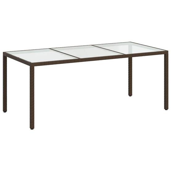 PANGIVO - Table de jardin marron verre trempé et résine tressée 190 x 90 x 75 cm - PANGIVO - Image 2