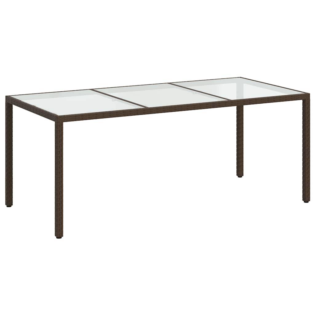 PANGIVO - Table de jardin marron verre trempé et résine tressée 190 x 90 x 75 cm - PANGIVO - Image 2