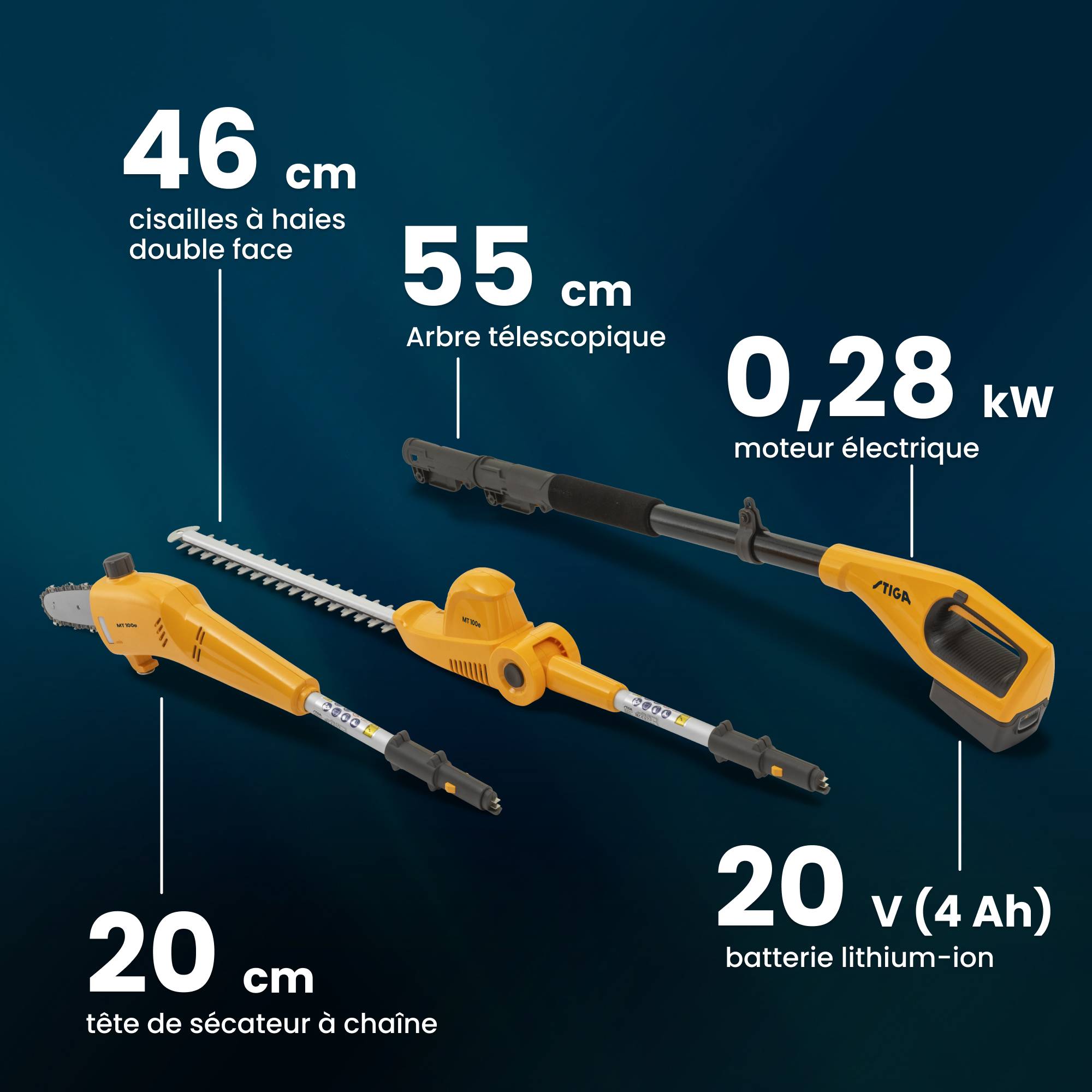 Stiga - Kit MT 100e, outil multifonction, batterie 20V 4Ah, lame 46 cm, perche 2,75 m - STIGA - Image 7