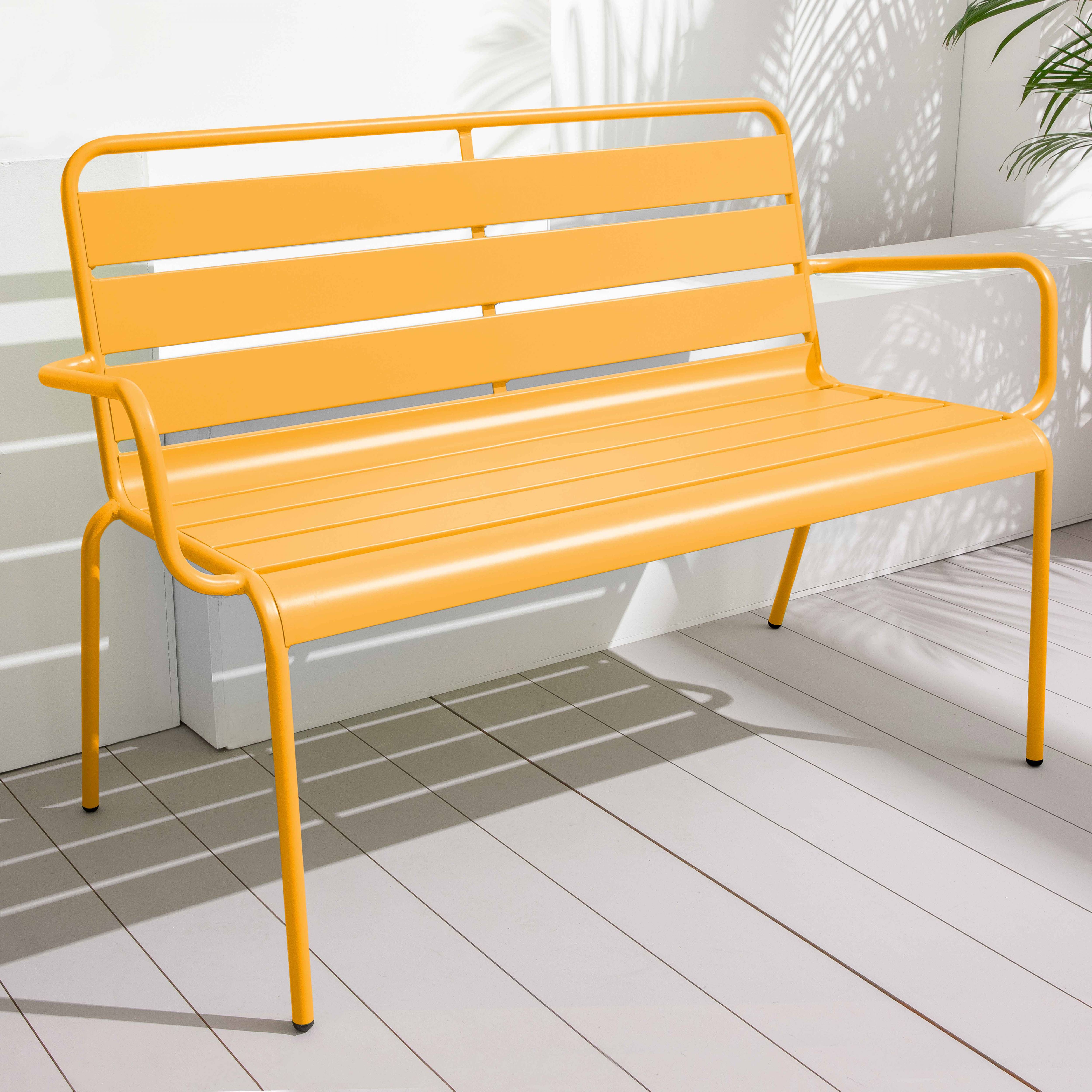 Oviala - Banc de jardin en métal jaune Palavas - Oviala - Imagen 5