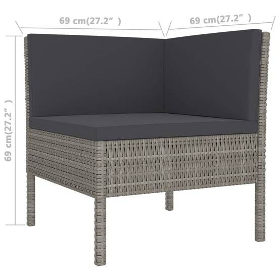 Helloshop26 - Salon de jardin meuble d'extérieur ensemble de mobilier 12 pièces avec coussins résine tressée gris - Imagen 4