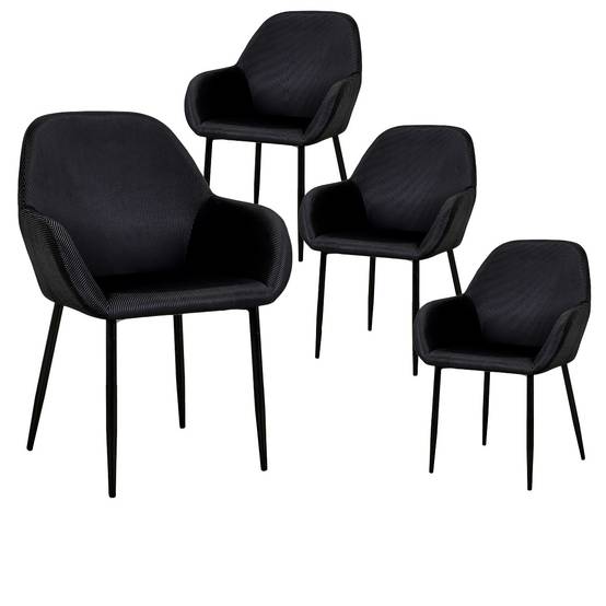 ALTOBUY - Lot de 4 Fauteuils Velours Côtelé Noir - ALESSIA - Image 1