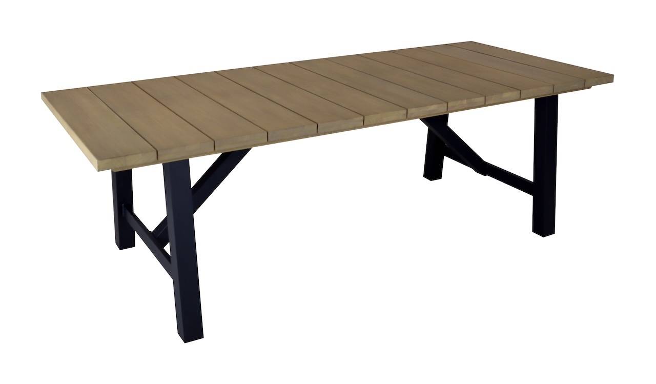 Proloisirs - Table de jardin rectangulaire en aluminium et eucalyptus FSC – VANCOUVER 240 x 100 – Coloris graphite et eucalyptus
