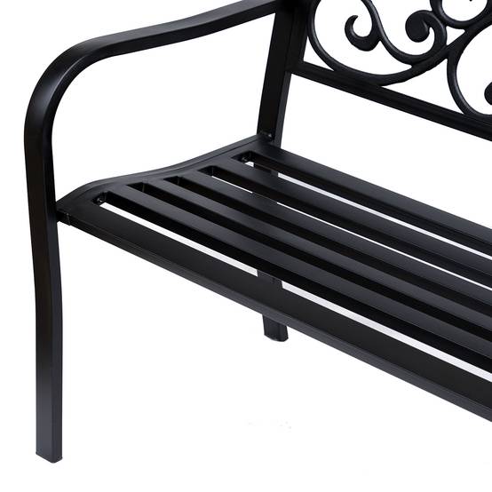 Banc de jardin acier fonte balcon terrasse dossier décoré 127x60x89cm noir - ComfortXL Outdoor Living - Image 10