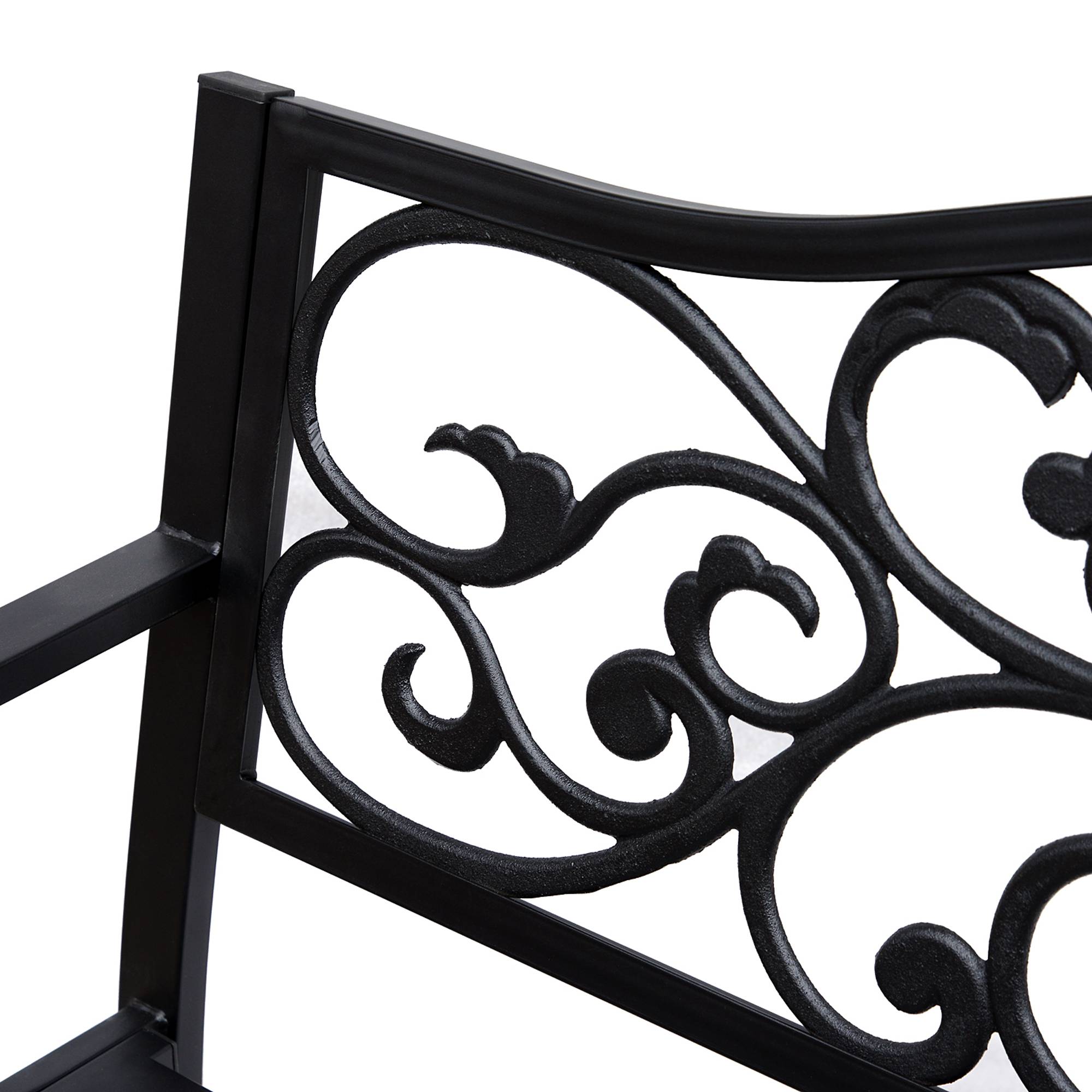 Banc de jardin acier fonte balcon terrasse dossier décoré 127x60x89cm noir - ComfortXL Outdoor Living - Image 9