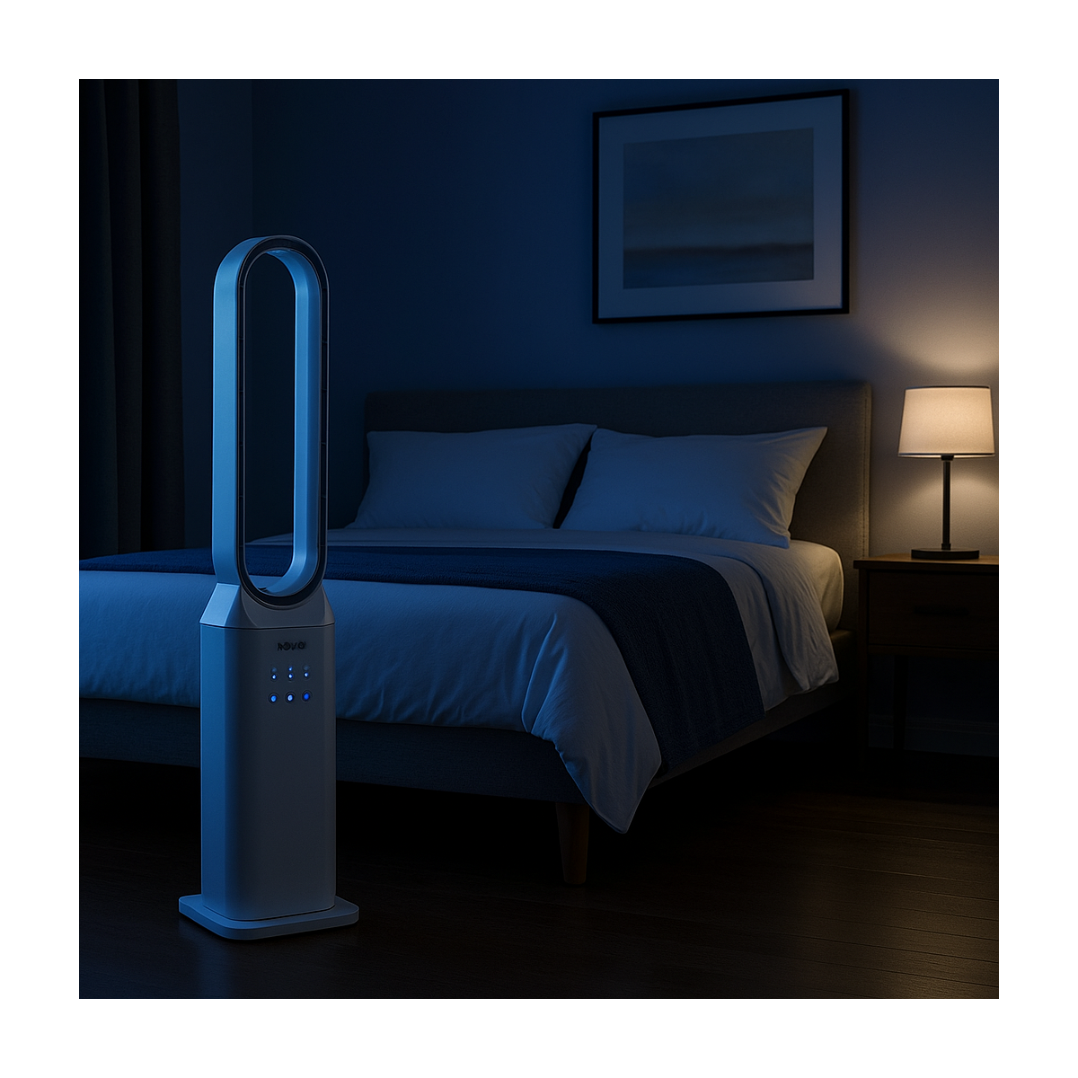 Ventilateur sans pales à Télécommande 50W Programmable avec Minuterie - Rafraichisseur d'air 3 Vitesses Design Blanc NIKLAS - Image 3