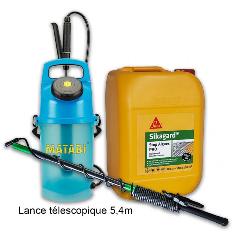 Matabi - Pack Pulvérisateur Evolution 7 - 5L MATABI + Lance télescopique 5,4m MATABI + Stop algues PRO Sikagard 20L SIKA - Image 1