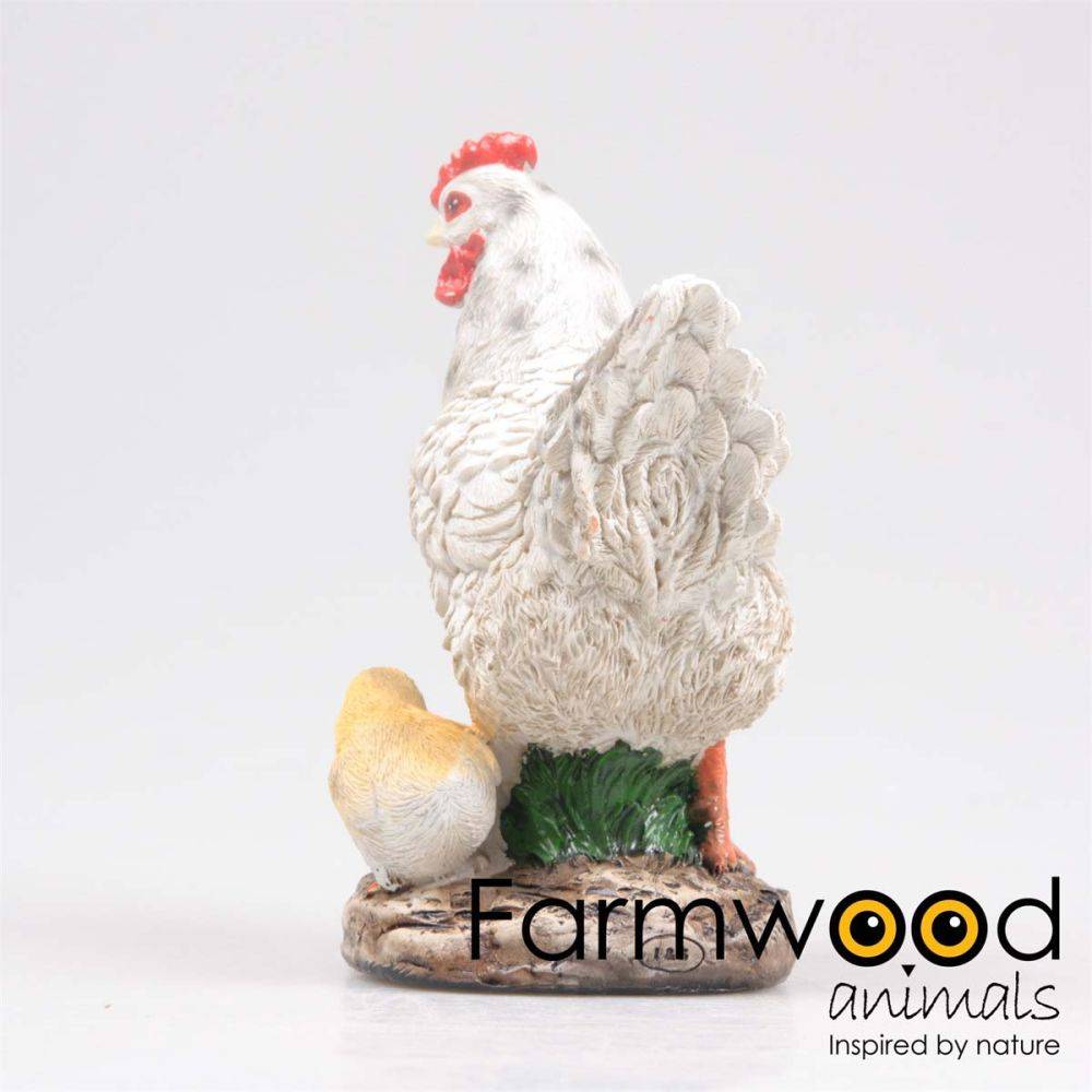 Farmwood Animals - Poule avec poussins en résine 15 x 11 x 20 cm - Imagen 3