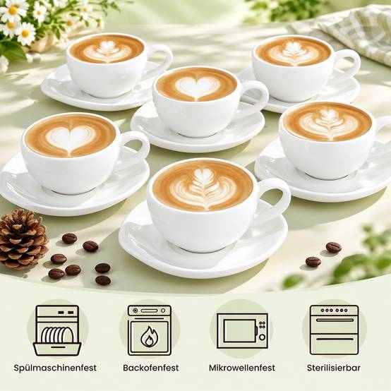 Set de 6 Tasses à Espresso en Céramique avec Sous-tasses 120ml - Image 5