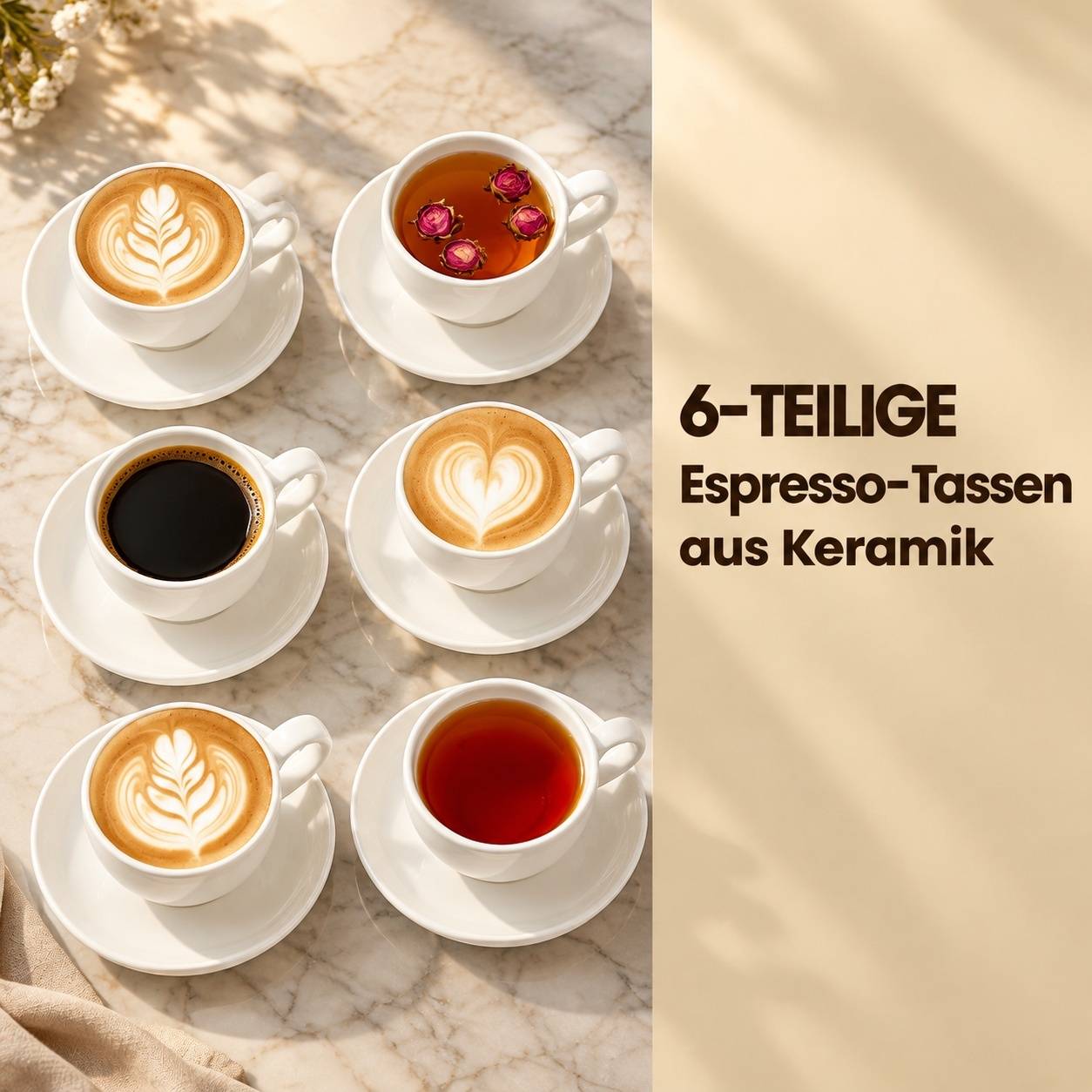 Set de 6 Tasses à Espresso en Céramique avec Sous-tasses 120ml - Image 9