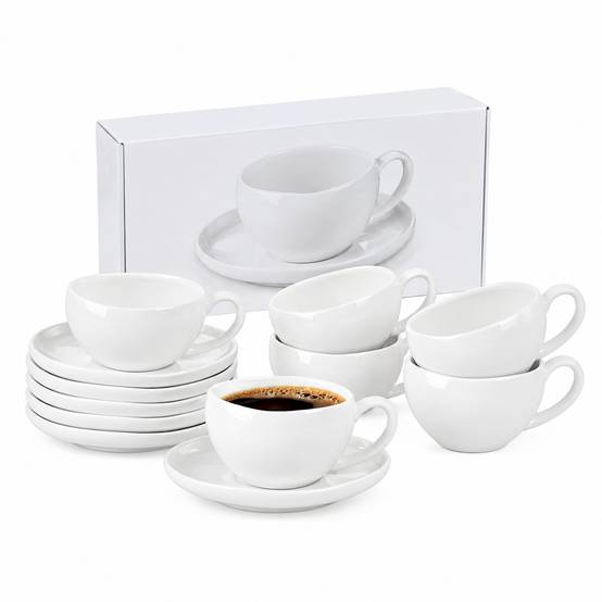 Set de 6 Tasses à Espresso en Céramique avec Sous-tasses 120ml - Image 1
