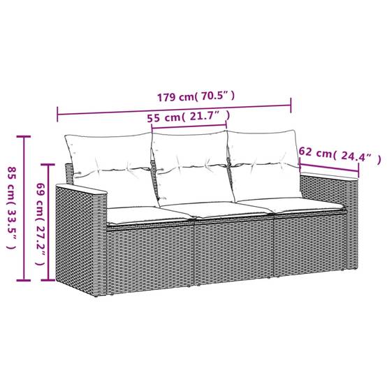 Canapé d'Extérieur 3 Places Résine Tressée Modulable Salon de Jardin Noir et Blanc Crème – ComfortXL Outdoor Living - Image 6