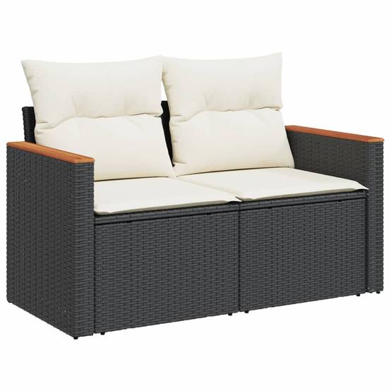 Canapé d'Extérieur 3 Places Résine Tressée Modulable Salon de Jardin Noir et Blanc Crème – ComfortXL Outdoor Living - Image 3