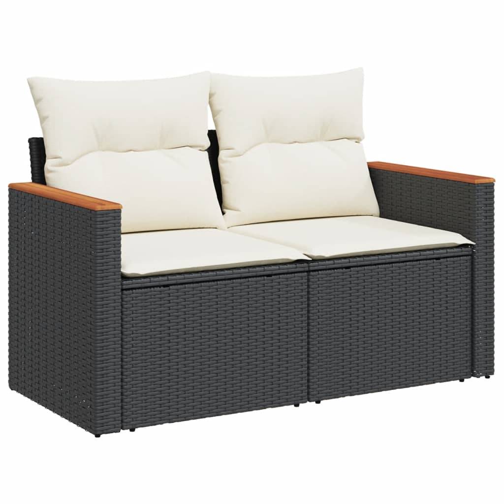 Canapé d'Extérieur 3 Places Résine Tressée Modulable Salon de Jardin Noir et Blanc Crème – ComfortXL Outdoor Living - Image 3