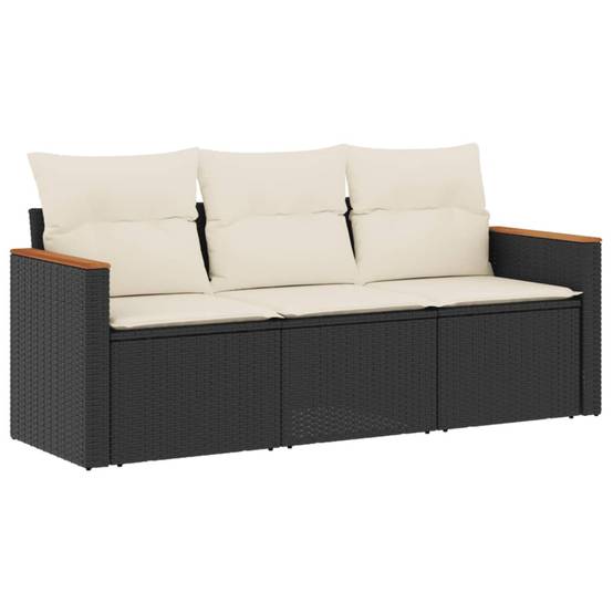 Canapé d'Extérieur 3 Places Résine Tressée Modulable Salon de Jardin Noir et Blanc Crème – ComfortXL Outdoor Living - Image 2