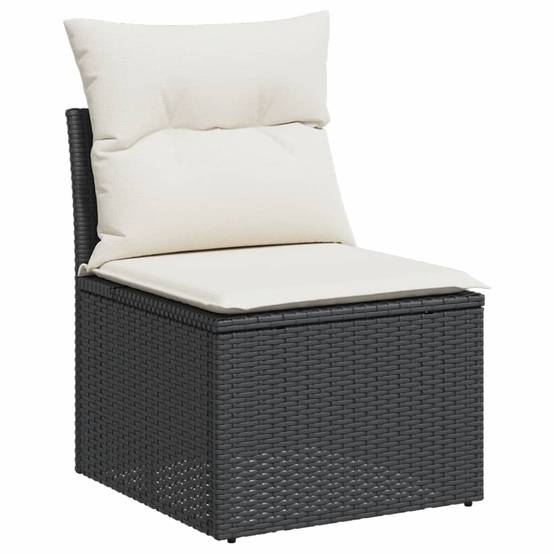 Canapé d'Extérieur 3 Places Résine Tressée Modulable Salon de Jardin Noir et Blanc Crème – ComfortXL Outdoor Living - Image 4