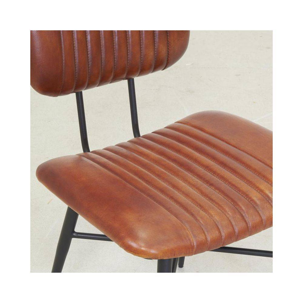 Aubry Gaspard - Chaise en cuir cognac et métal - Imagen 4