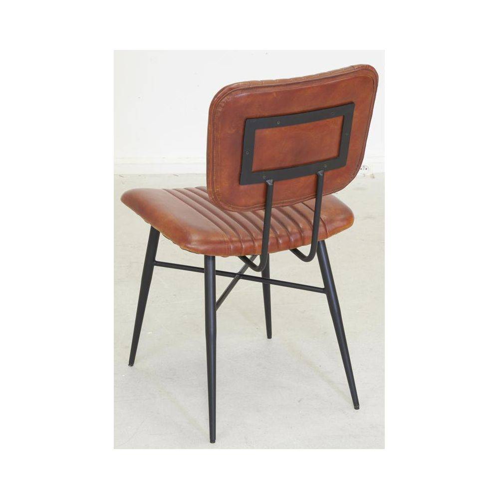 Aubry Gaspard - Chaise en cuir cognac et métal - Imagen 2