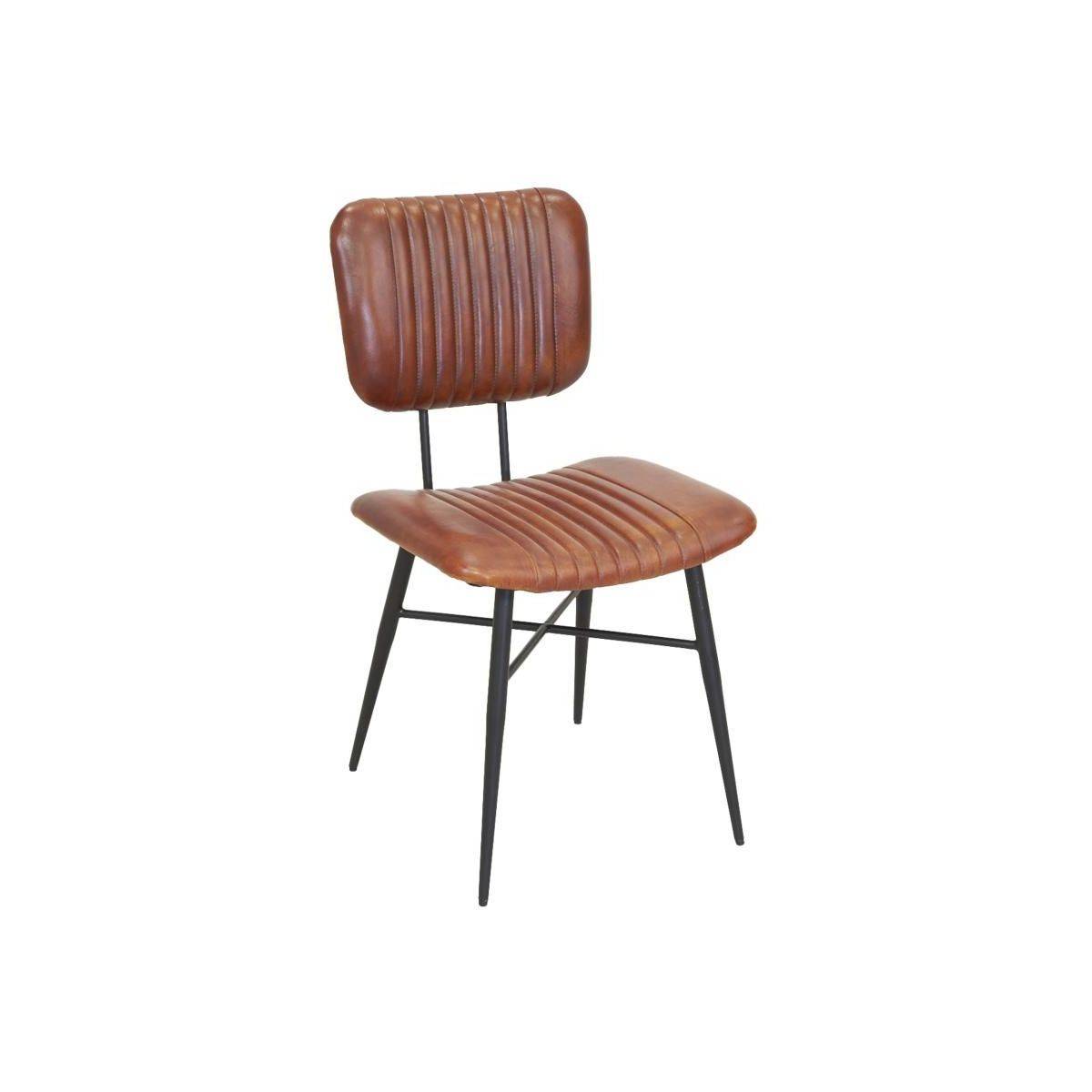 Aubry Gaspard - Chaise en cuir cognac et métal - Imagen 1