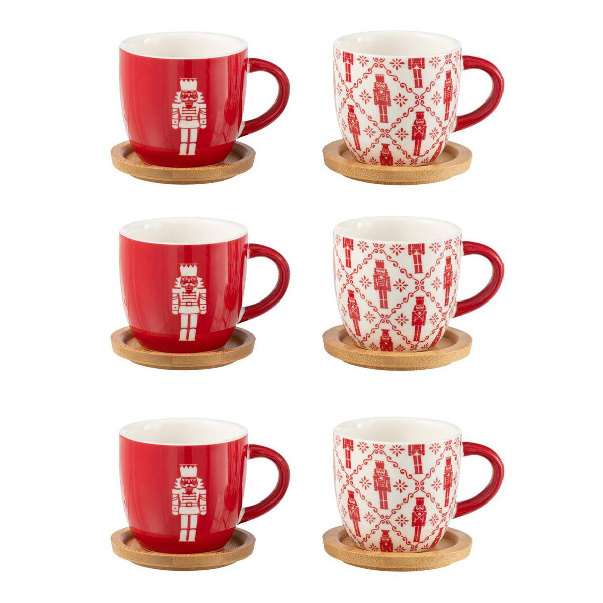 Lot de 6 Tasses à Café & Sous-Tasses "Casse-Noisette" 9cl Rouge - Image 1