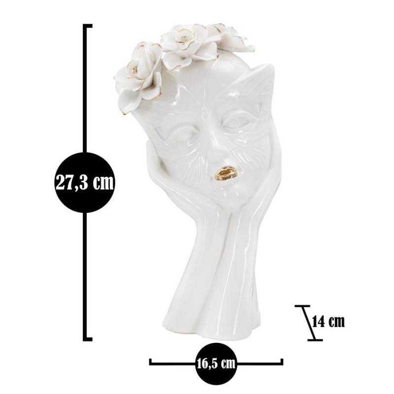 Vase visage femme en céramique blanche 16.5x14x27.3 cm - Mauro Ferretti - Image 6